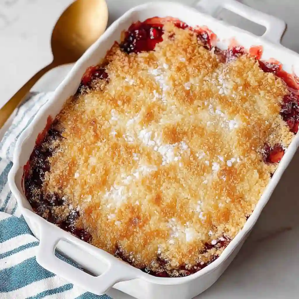 3 Ingredient Dump Cake: The Easiest Nostalgic Dessert Ever 3 ingredient dump cake 3 ingredient dump cake in baking pan
