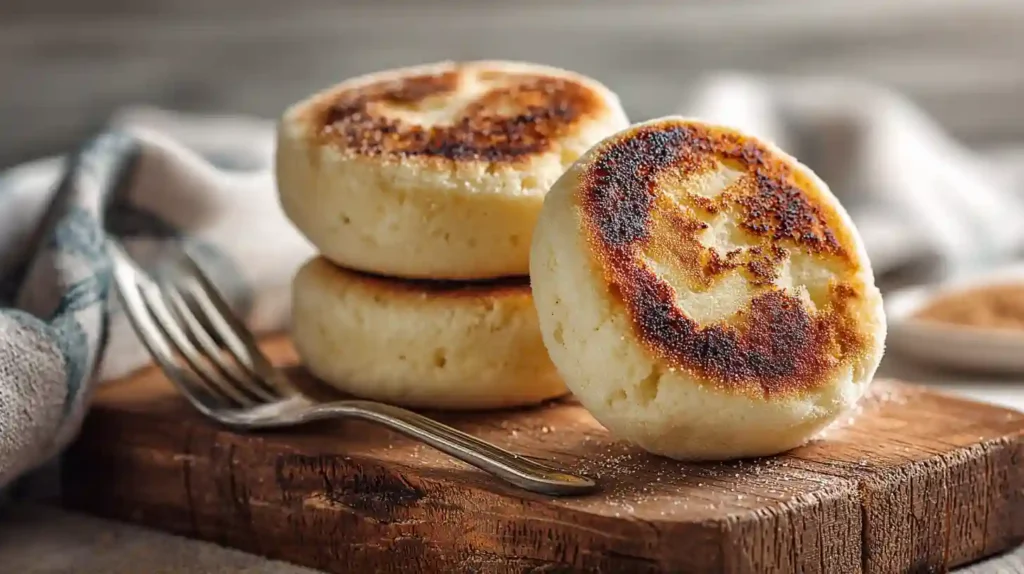 3 Ingredient English Muffins: Quick, Easy & Homemade Recipe 3 ingredient english muffins 3 ingredient english muffins on rustic board