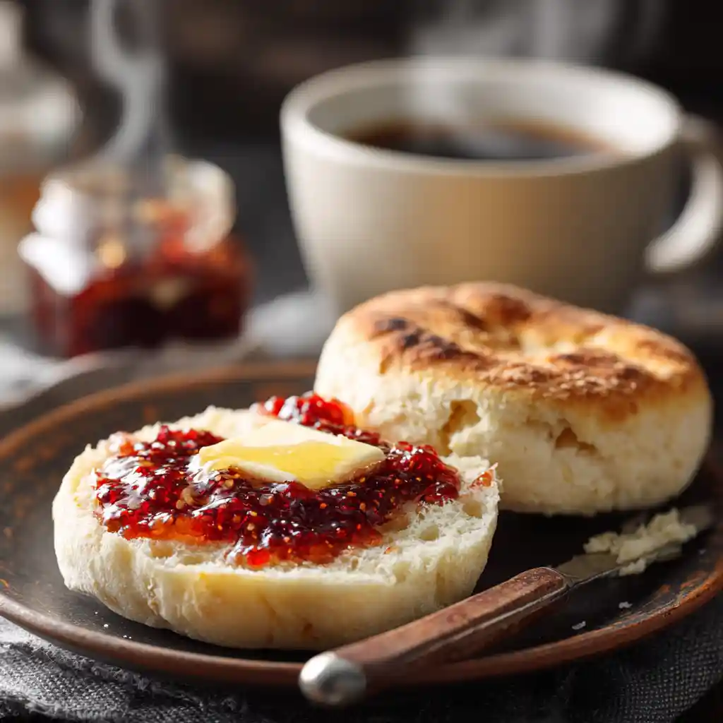 3 Ingredient English Muffins: Quick, Easy & Homemade Recipe 3 ingredient english muffins Served 3 ingredient english muffin with butter and jam