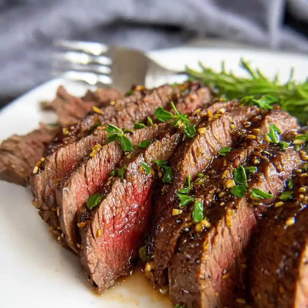 Air Fryer London Broil – Juicy, Fast, and Full of Flavor air fryer london broil air fryer london broil plated with fresh herbs